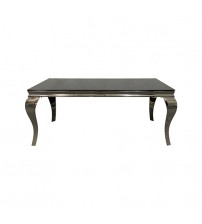 Alex Coffee Table Black Glass Top Silver Stainless Metal Frame